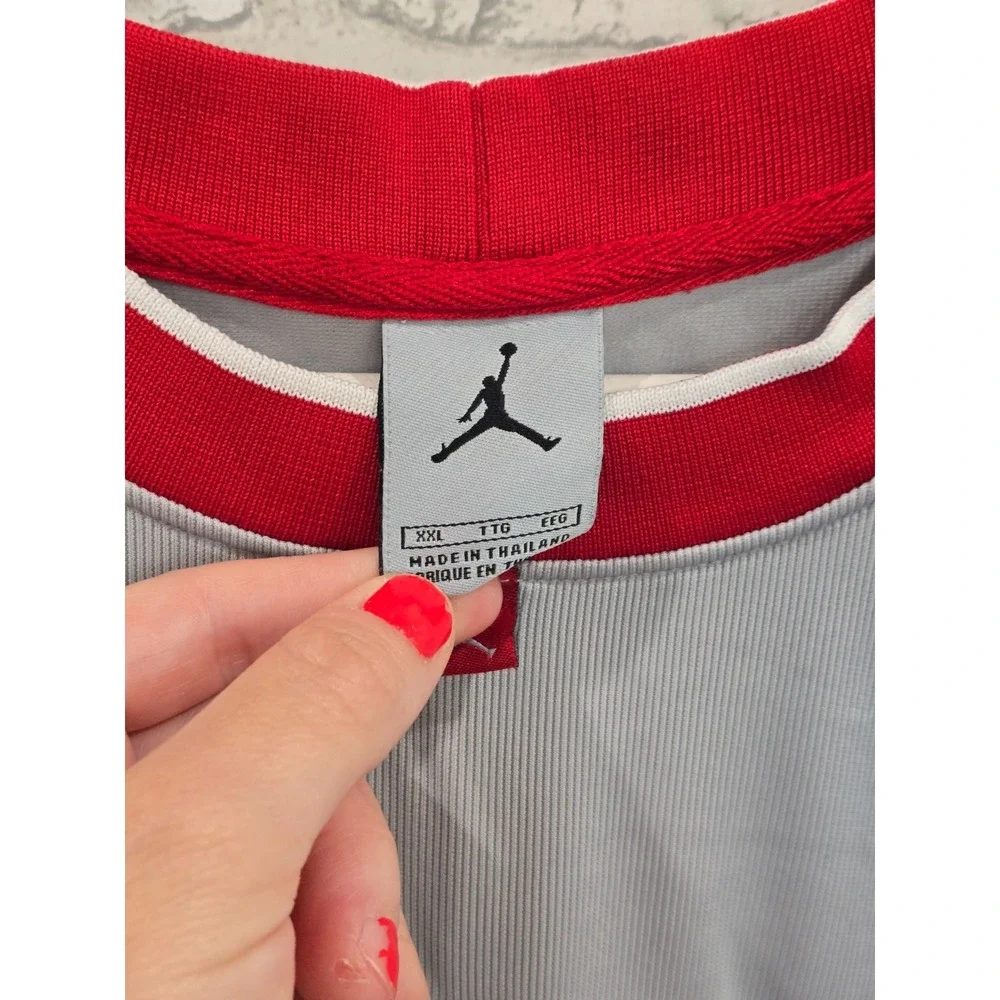 Vintage‎ 2005 Y2K Jordan Brand 23 Gray Red Embroidered Sleeveless Jersey Sz 2XL
